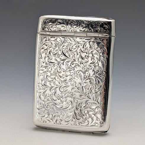 1902年 英国アンティーク 純銀製 シガレットケース 75g I.J. Evens&Co